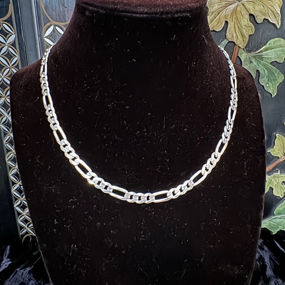 19.35 grams FIGARO CHAIN .925 STERLING SILVER 16” 5MM BRAND NEW unisex - Picture 1 of 5